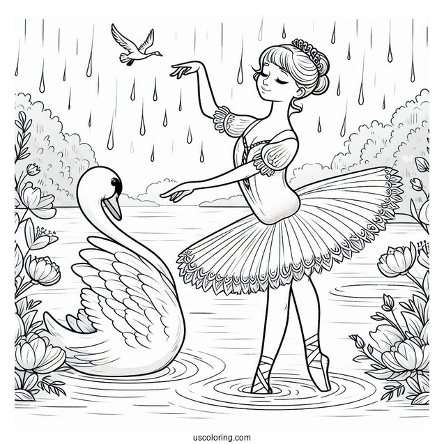 Swan Lake Ballerinas Coloring Page
