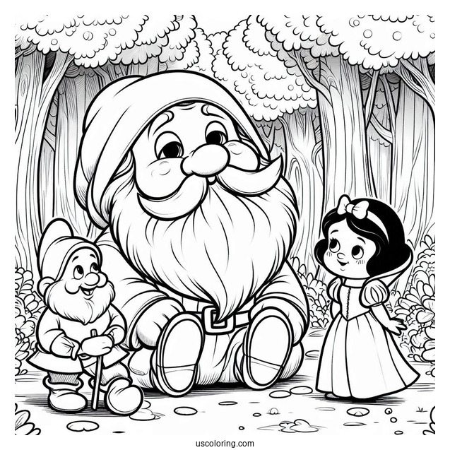 Snow White Coloring Pages Of Grumpy Dwarf In The Forest
