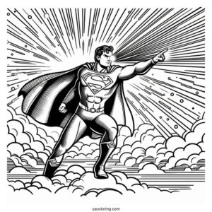Superman With Laser Beams Coloring Page