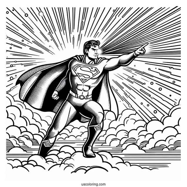 Superman With Laser Beams Coloring Page