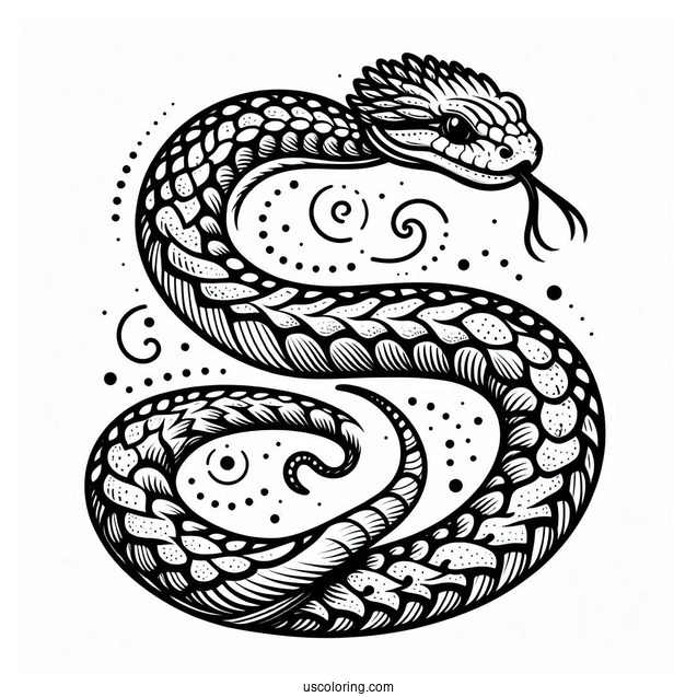 Rattlesnake With Arced Tail In Attack Position