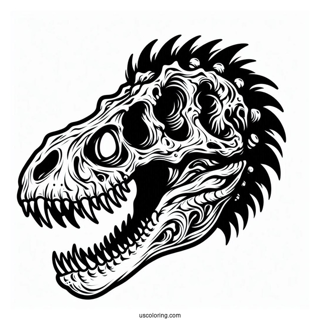 T-Rex Skull Coloring Page For Students