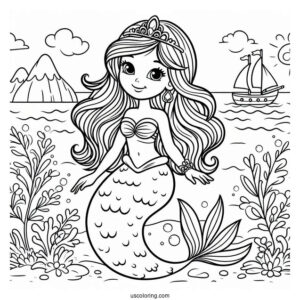 Princess Mermaid Dora Coloring Sheet