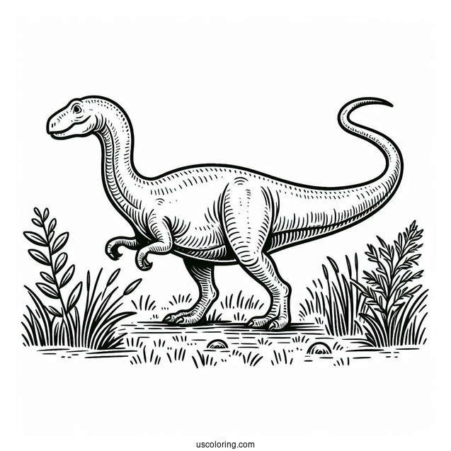 Anchisaurus Dinosaur Coloring Page Of Walking On Grass