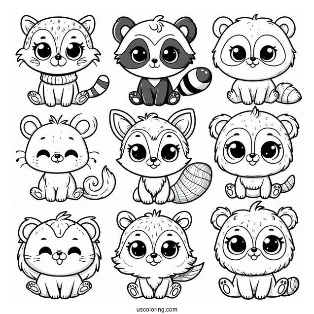 Cute Smiling Critters Coloring Page Characters For Preschoolers