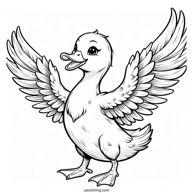 Duck With Wings Open Ready To Fly