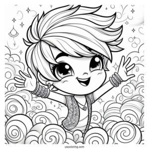 Shimmer And Shine Coloring Page Of Zac Waving From A Cloud