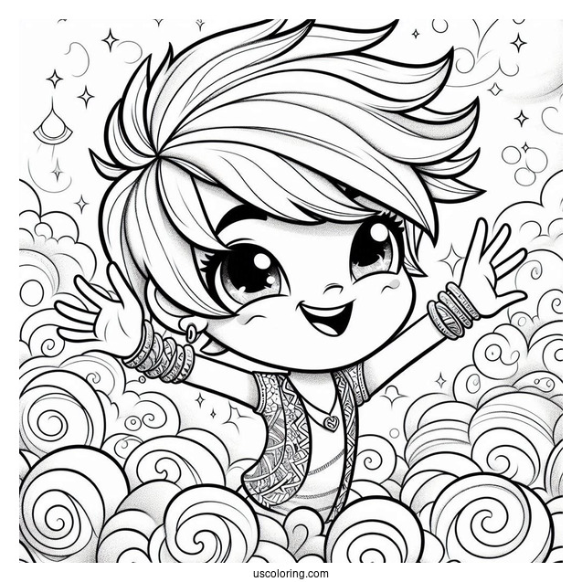 Shimmer And Shine Coloring Page Of Zac Waving From A Cloud