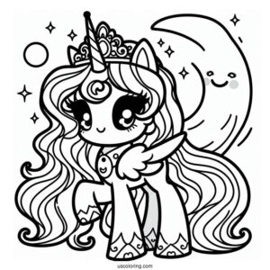 Kawaii Princess Luna Coloring Page For Kids