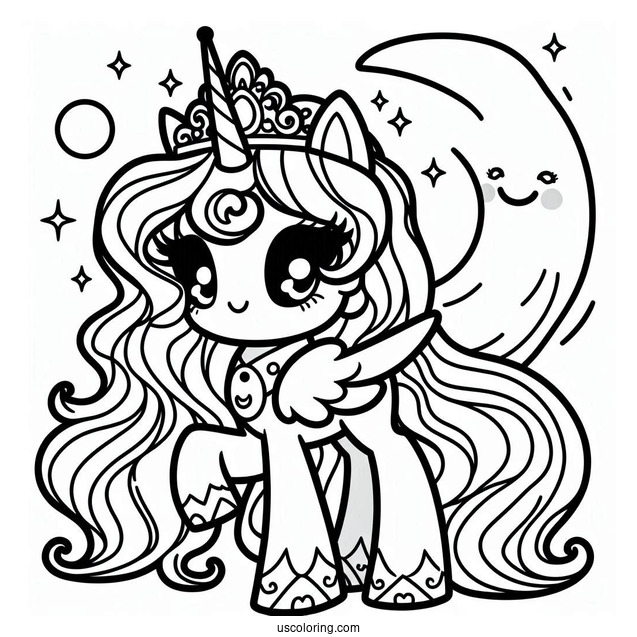 Kawaii Princess Luna Coloring Page For Kids