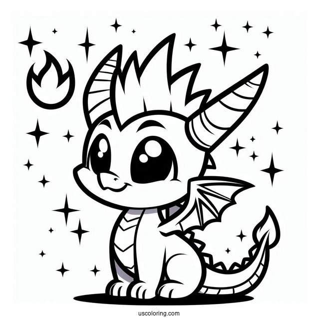 Sypro Coloring Page Kawaii Sparx Coloring Page For Preschoolers