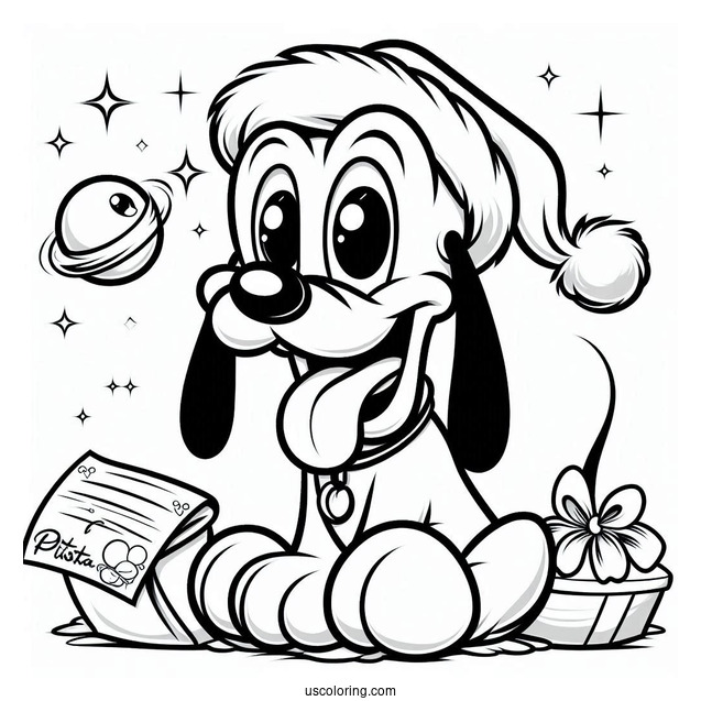 Pluto Coloring Page Biting Letter To Santa For Christmas
