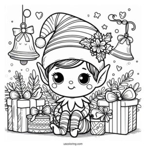 Cute Elf On The Shelf With Christmas Bells