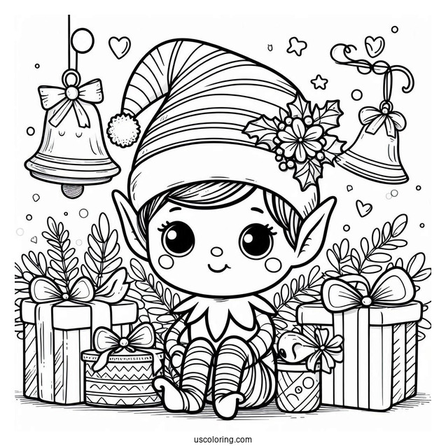 Cute Elf On The Shelf With Christmas Bells