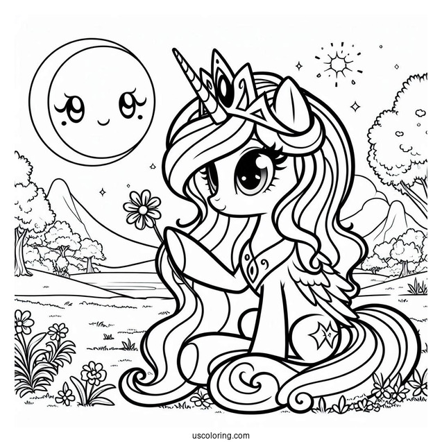Young Princess Celestia Coloring Page And Princess Luna Playing