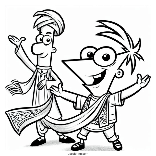 Phineas And Ferb Coloring Page Of Baljeet Waving