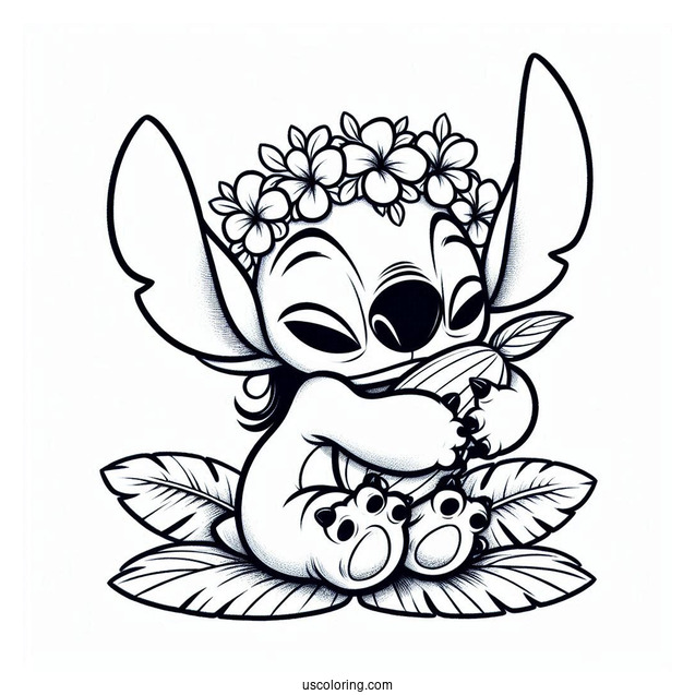 Stitch Hugging Angel (Experiment 624) Coloring Page