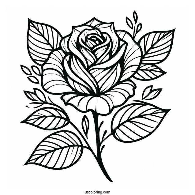 Abstract Rose Drawing To Color