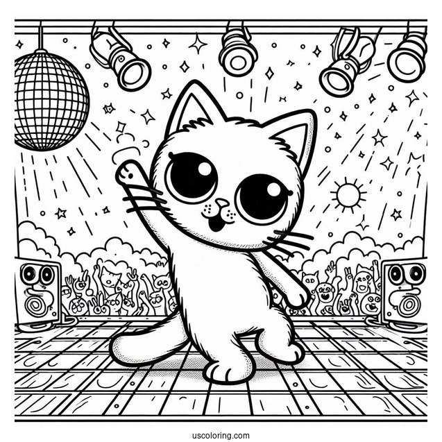 Pete The Cat At a Disco To Color