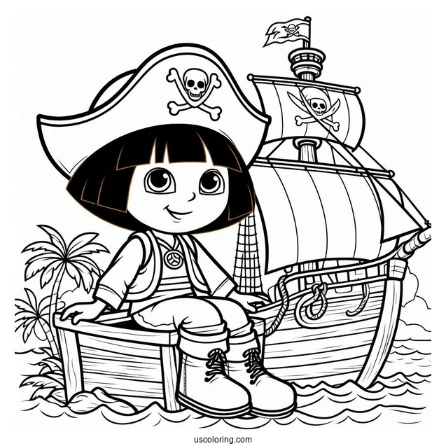 Pirate Dora With Boots On Ship To Color