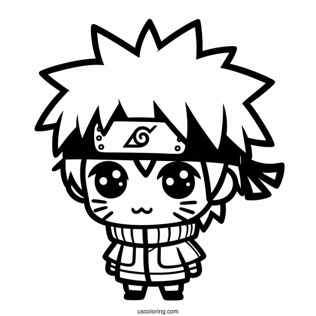 Naruto Coloring Page of Kawaii Uchiha Sasuke For Kids