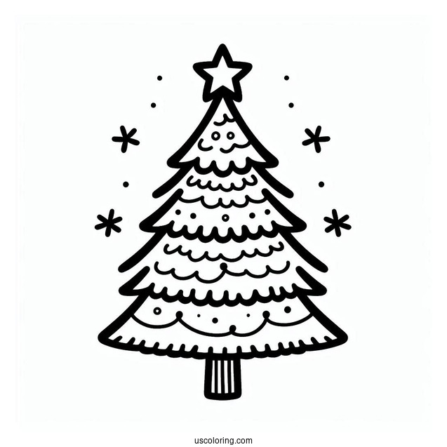 Simple Outline Of Christmas Tree Template To Color For Toddlers