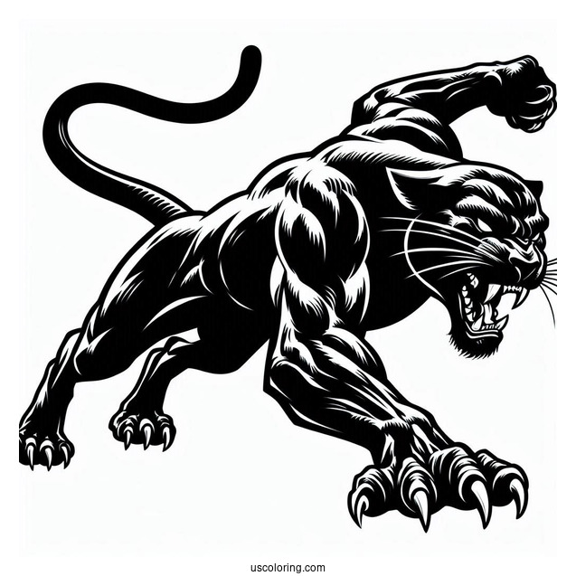 Black Panther In Attack Position Coloring