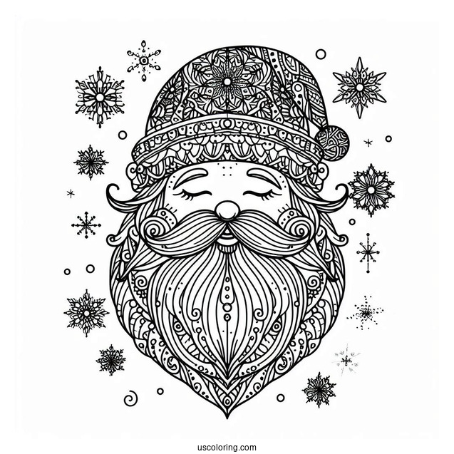 Simple Santa Mandala Coloring Page For Adults