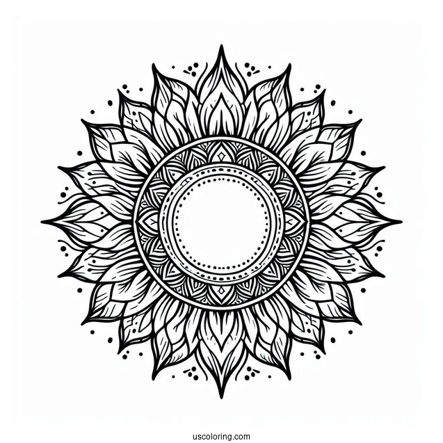 Sun Mandala With Normal Sun Coloring Page