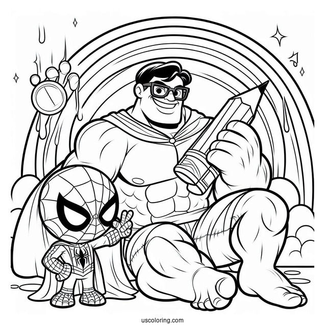 Spider Man And Hulk Coloring Sheet