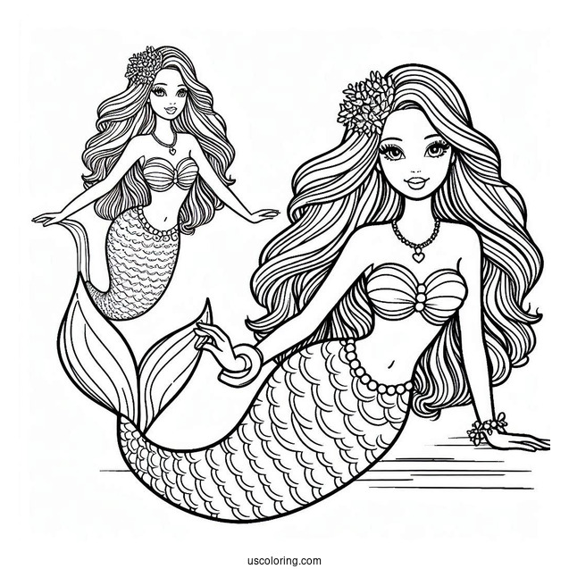 Barbie Mermaid Coloring Sheet For Kids