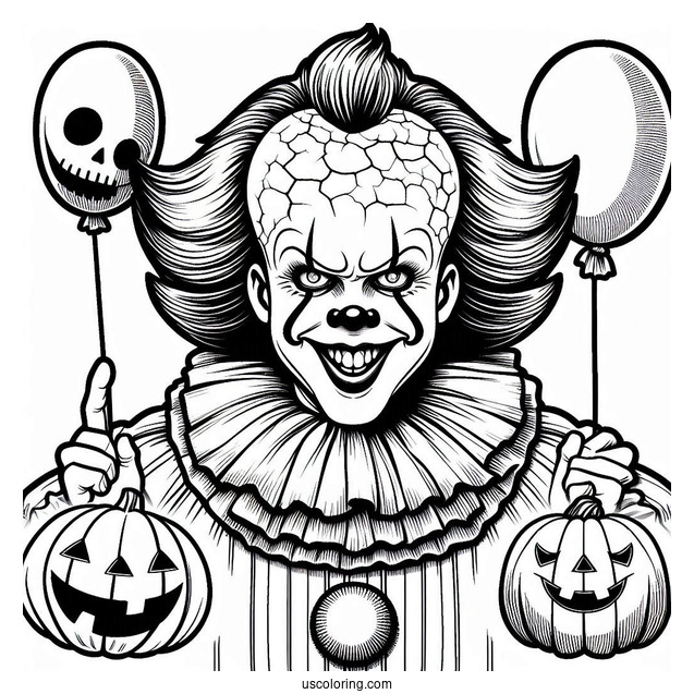 Smiling Pennywise Coloring Page In Halloween