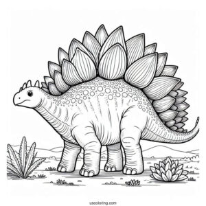 Detailed Stegosaurus Coloring Page For Kids