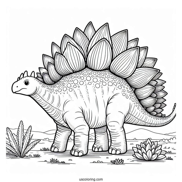 Detailed Stegosaurus Coloring Page For Kids