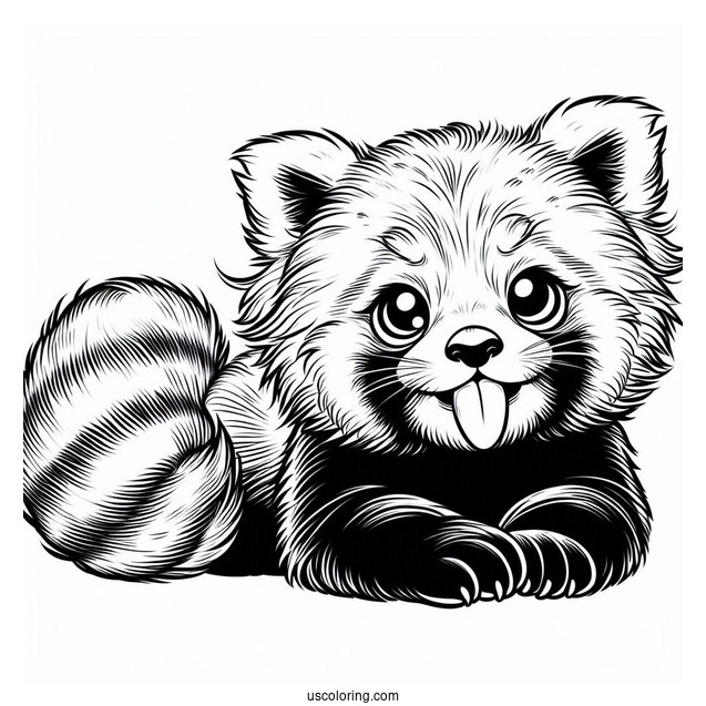 Red Panda Poking Its Tongue Out