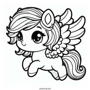 Cartoon Chibi Pegasus Coloring Page For Kids