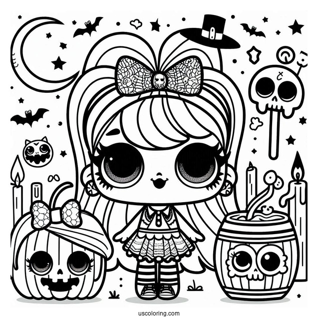Coloring Sheet Of Halloween Themed LOL Surprise