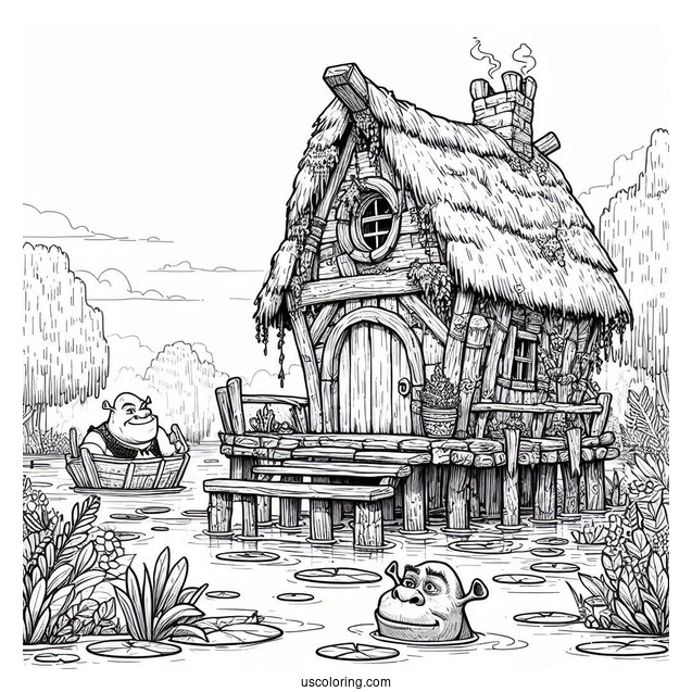 Shrek_s Swamp House Coloring Page