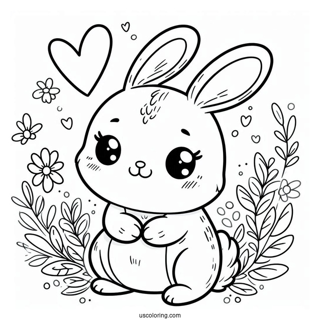 Cute Rabbit With Big Floppy Ears To Color