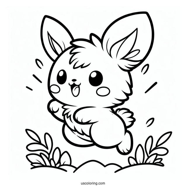 Pichu Coloring Page Leaping In The Air Outline For Preschoolers
