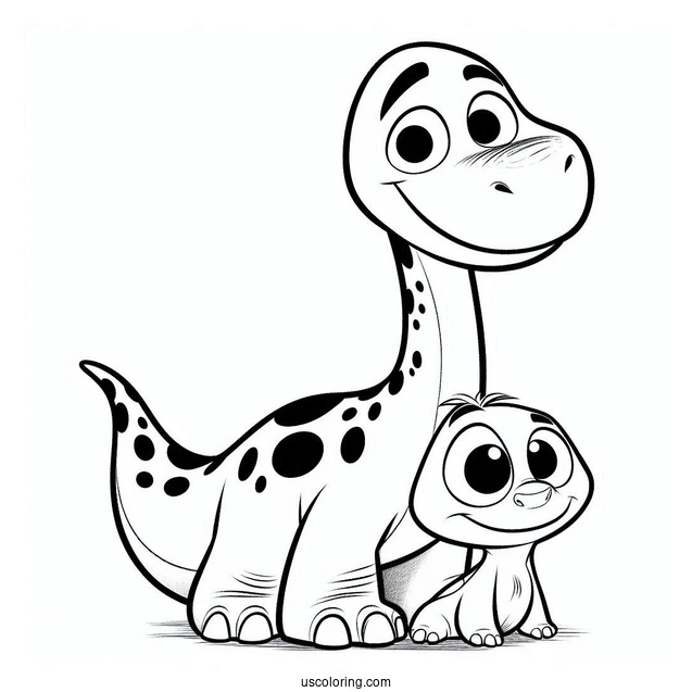 Pixar Coloring Page of Spot And Arlo Of The Good Dinosaur