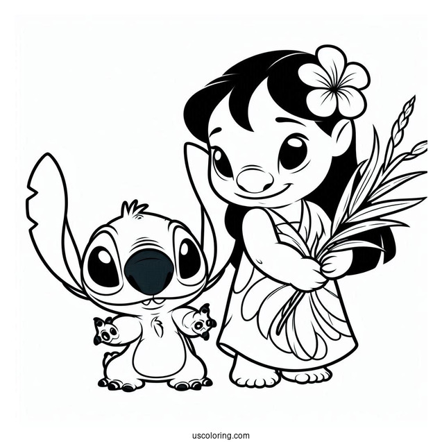 Lilo & Stitch Coloring Page Of Simple Nani Pelekai For Kids