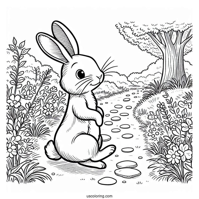 Easy Peter Rabbit Coloring Page Walking Down A Path