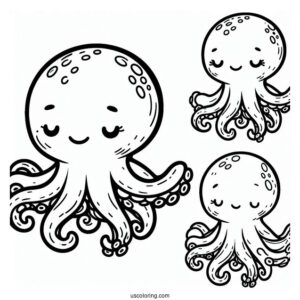 Cute Baby Octopus Coloring Page For Preschoolers