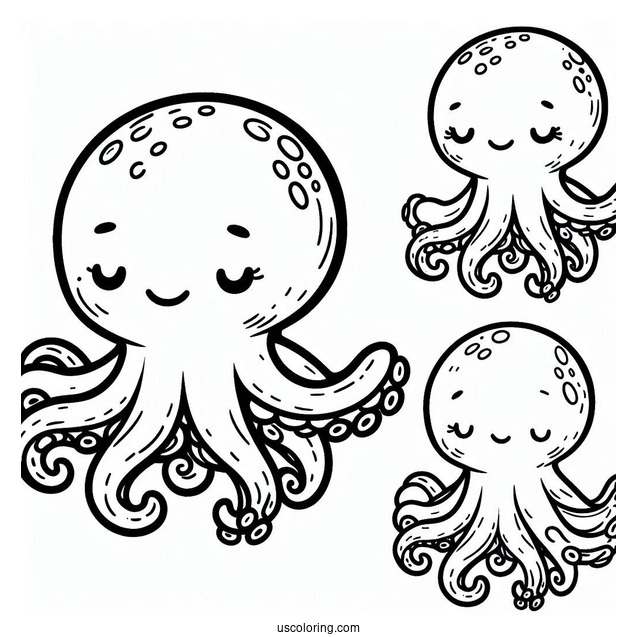 Cute Baby Octopus Coloring Page For Preschoolers
