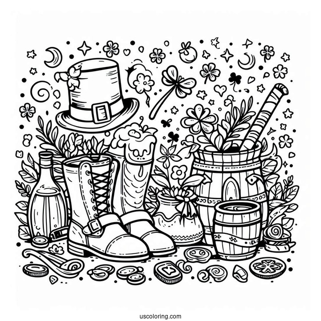 Celebratory Happy St Patrick_s Day Coloring Page
