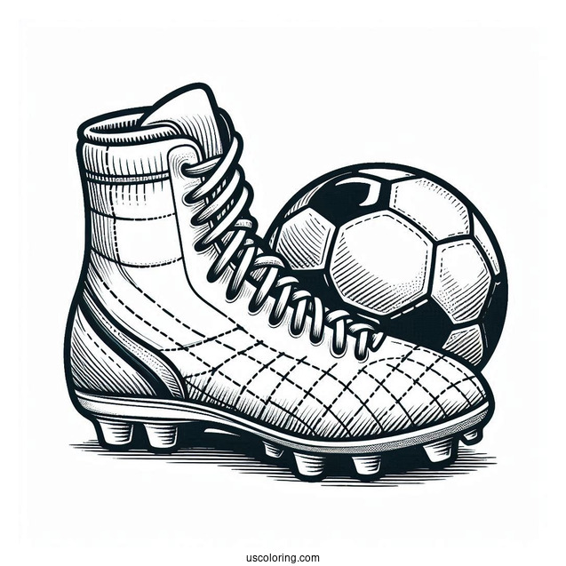 Soccer Boot And Ball To Color