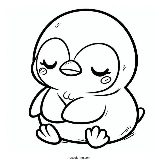 Cute Baby Penguin To Color In For Toddlers