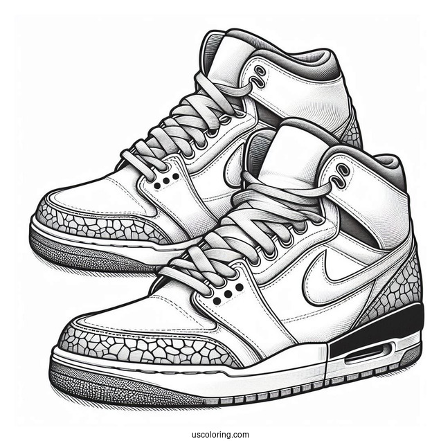 Detailed Pair Of Air Jordans Coloring Page