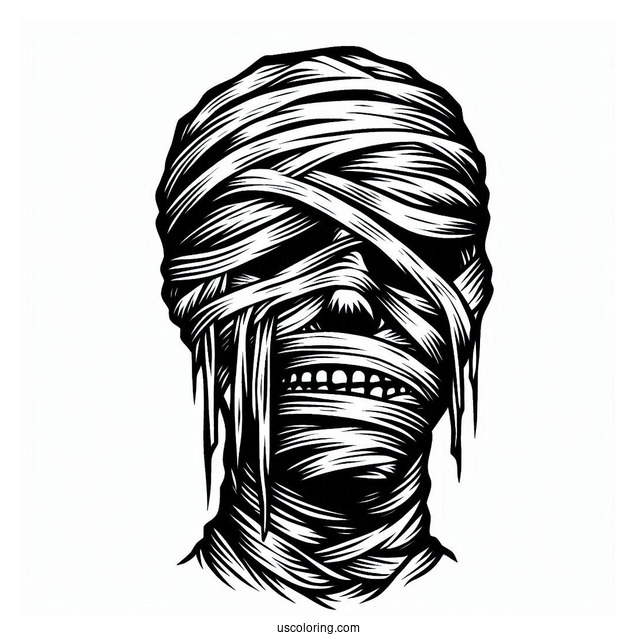 Terrifying Mummy Coloring Page With No Bandages On The Face